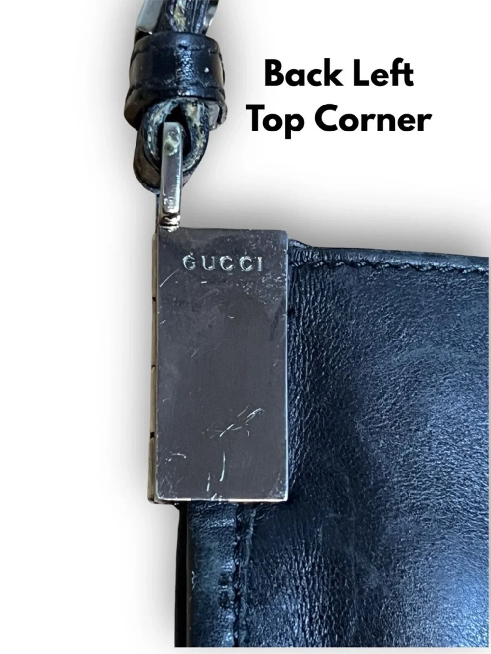 Gucci Amalfi Black Leather Hobo Shoulder Bag Web Strap Vintage - Picture 9 of 16